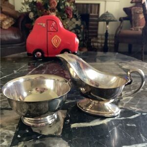 Thomas Allen British silver plated 2 piece large creamer & sugar bowl set